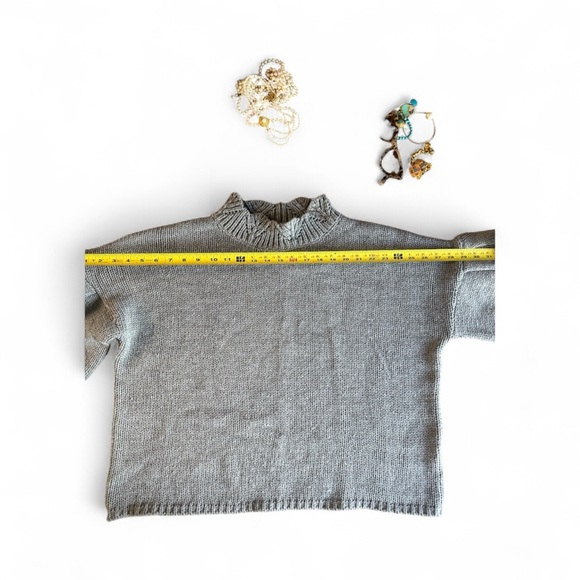 Gray Mustard Seed Oversized Sweater with Ruffle Sleeves - Picture 5 of 10